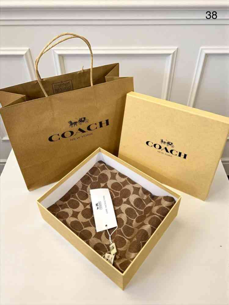 Coach Signature Dark Brown C Border Woollen Stole-1