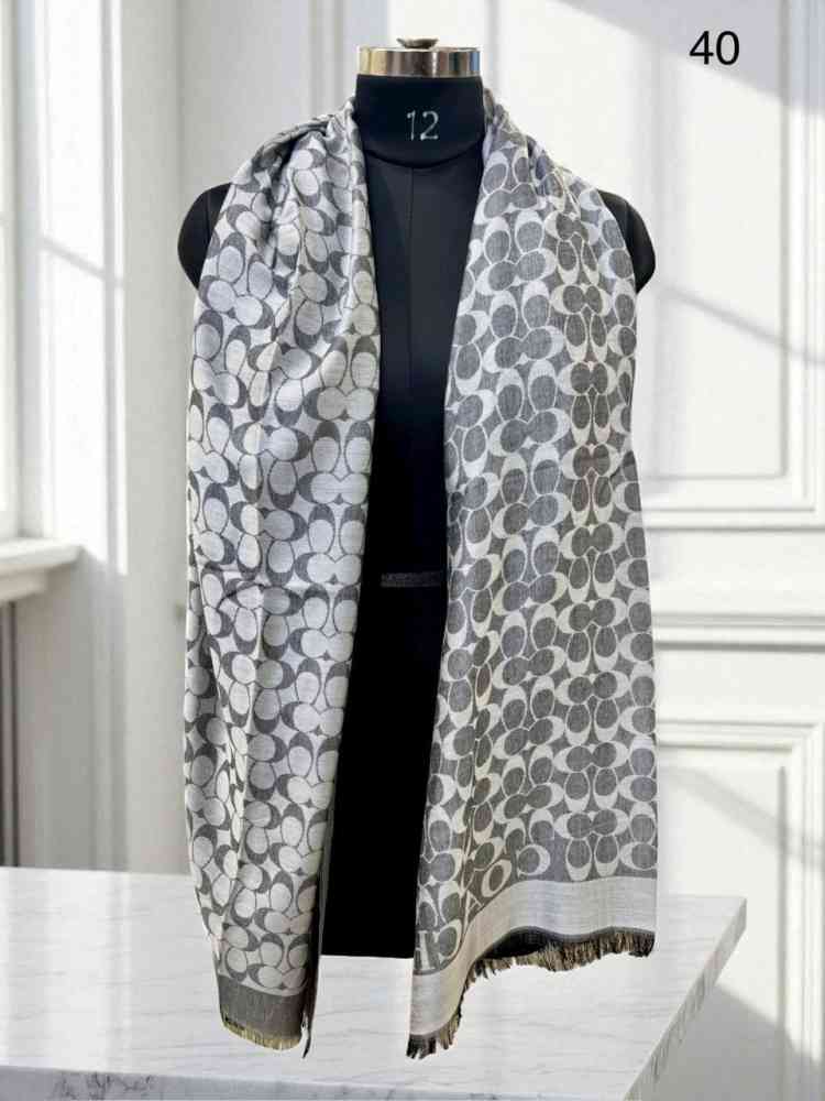 Grey Coach Signature Purple C Border Woollen Stole