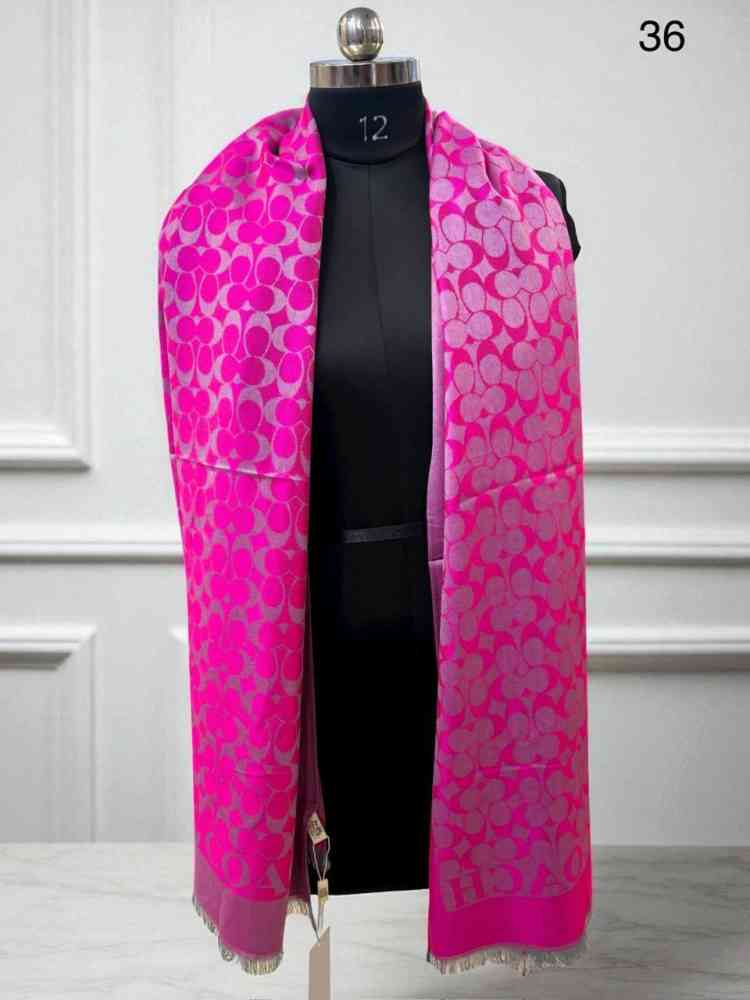 Pink Coach Signature Purple C Border Woollen Stole
