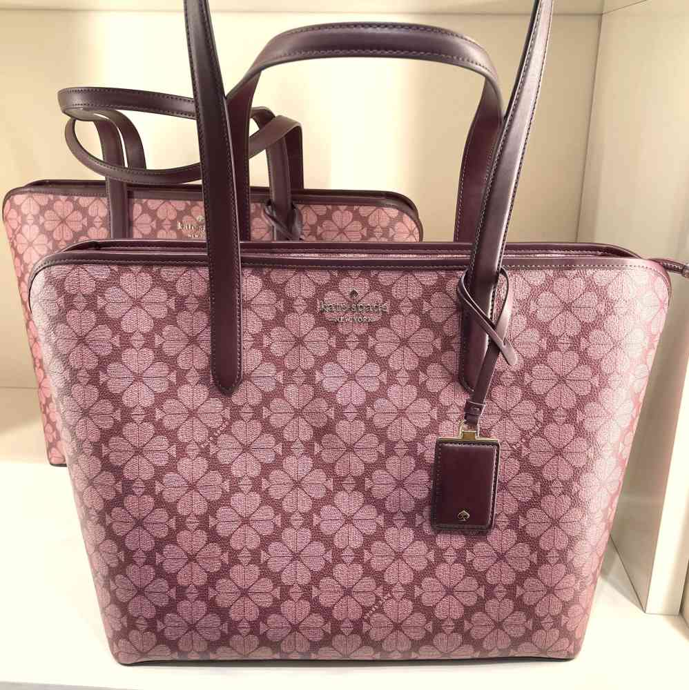 Wine Kate Spade Signature Beige Floral Tote Bag
