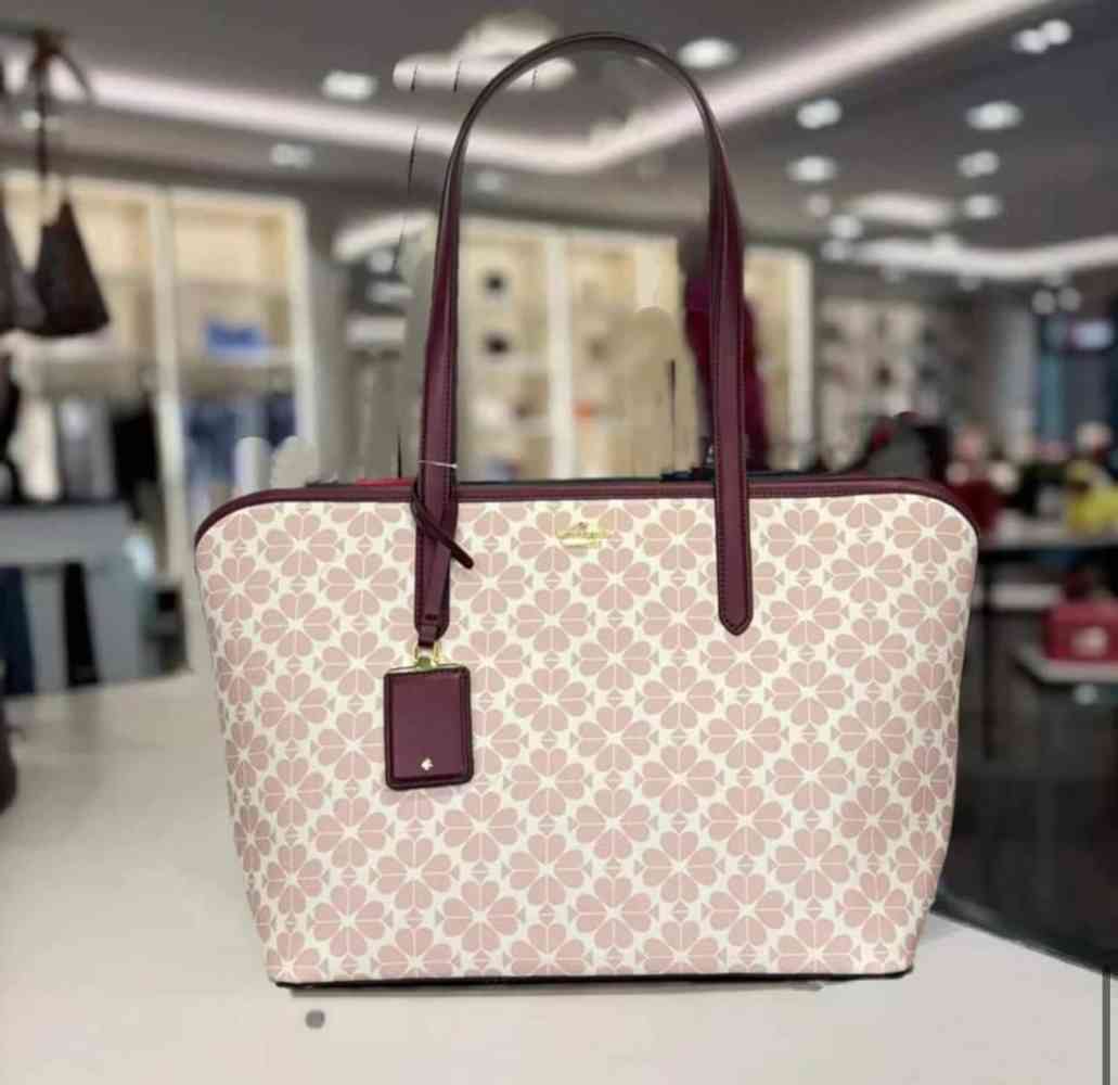 Wine Kate Spade Signature Blue Floral Tote Bag