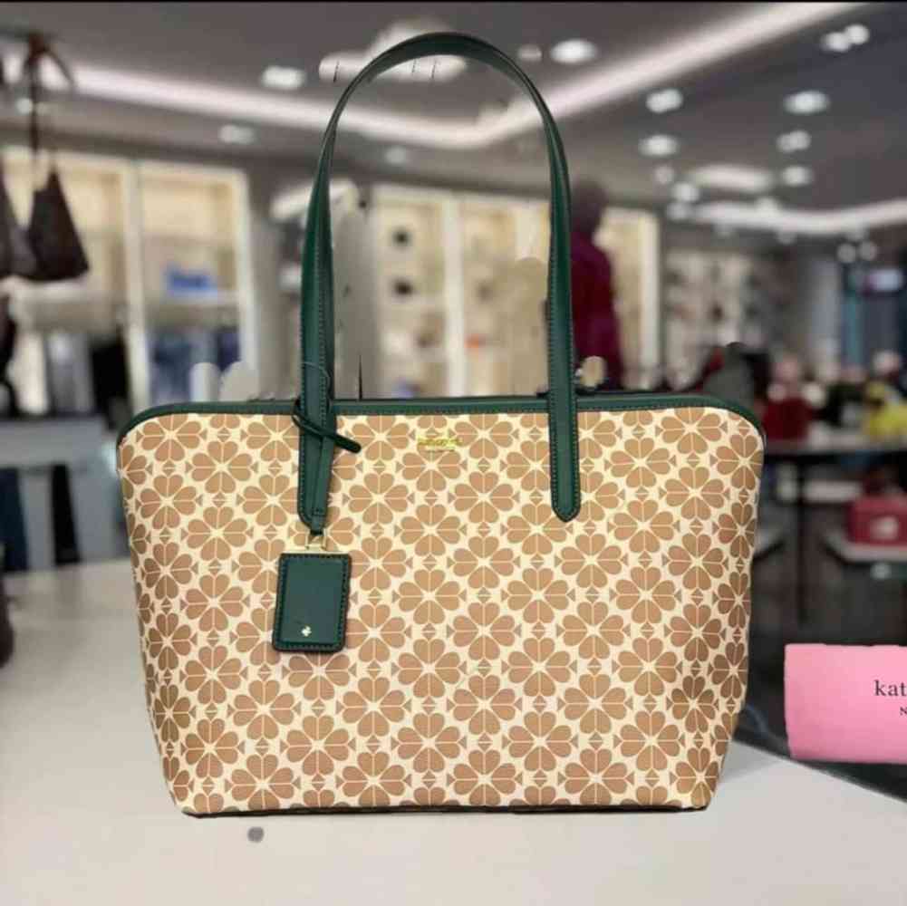 Green Kate Spade Signature Blue Floral Tote Bag