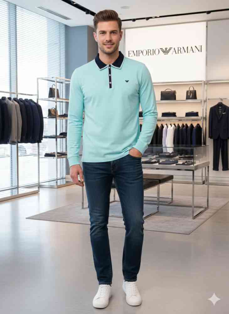 Emporio Armani Blue Premium Quality Polo-tshirt-3