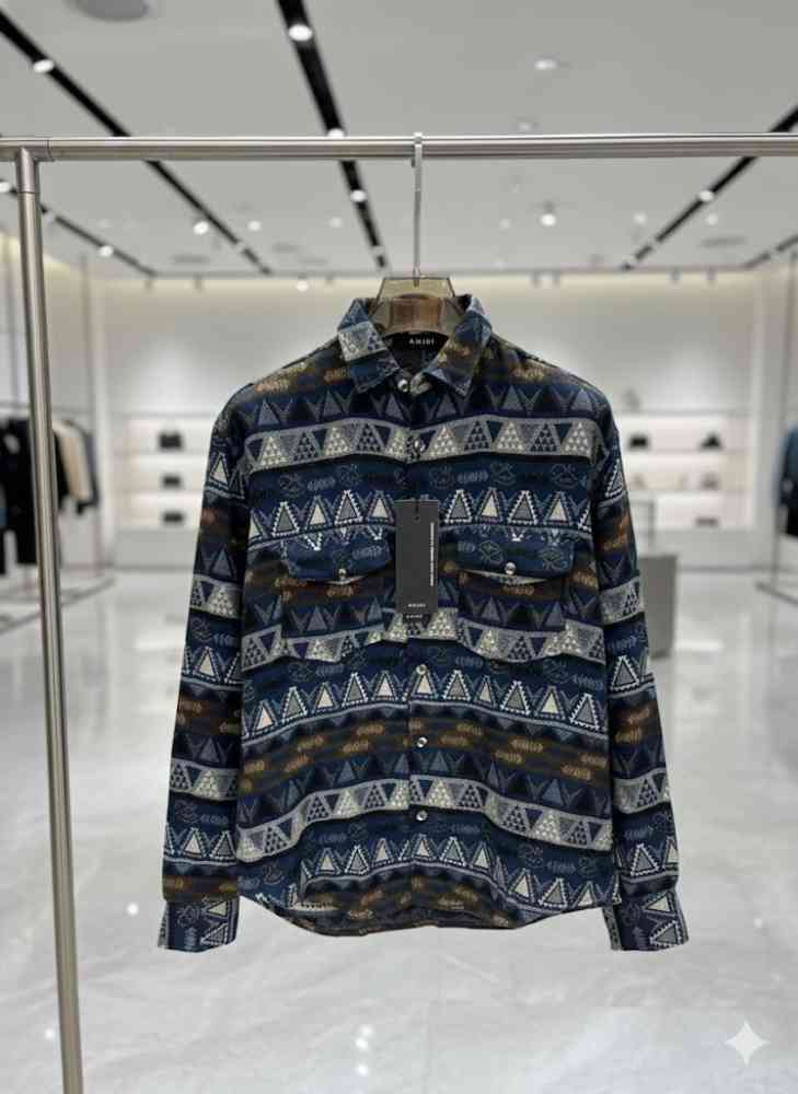 Amiri Print Blue Premium Quality Men's Shirts-1