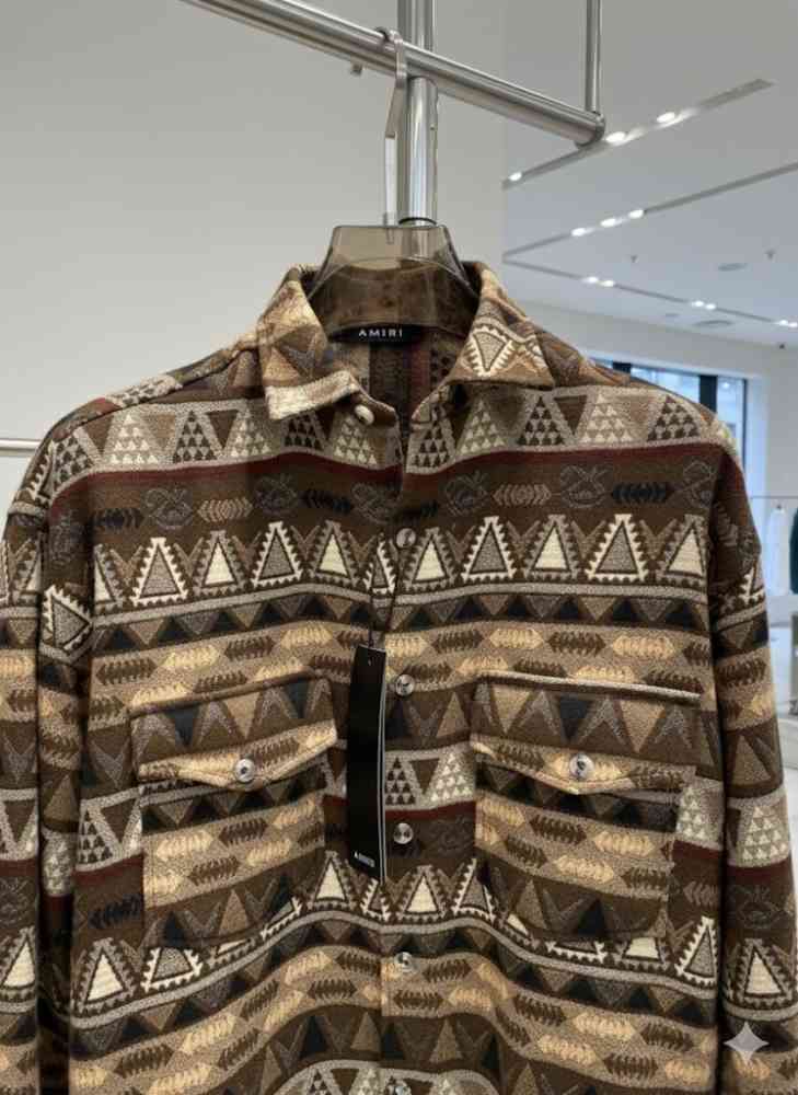 Amiri Print Brown Premium Quality Men's Shirts-1