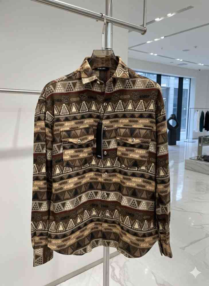 Amiri Print Brown Premium Quality Men's Shirts-2