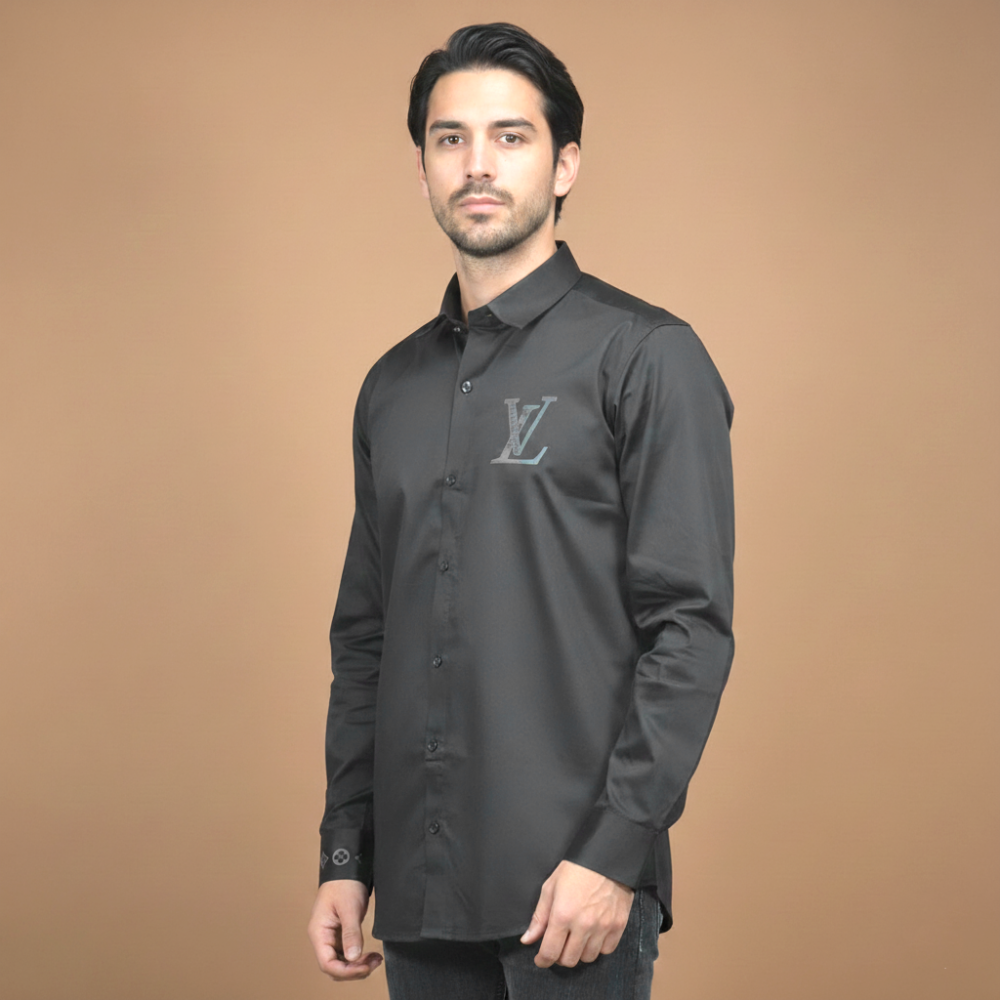 Black Louis Vuitton Pocket logo White Premium Shirt