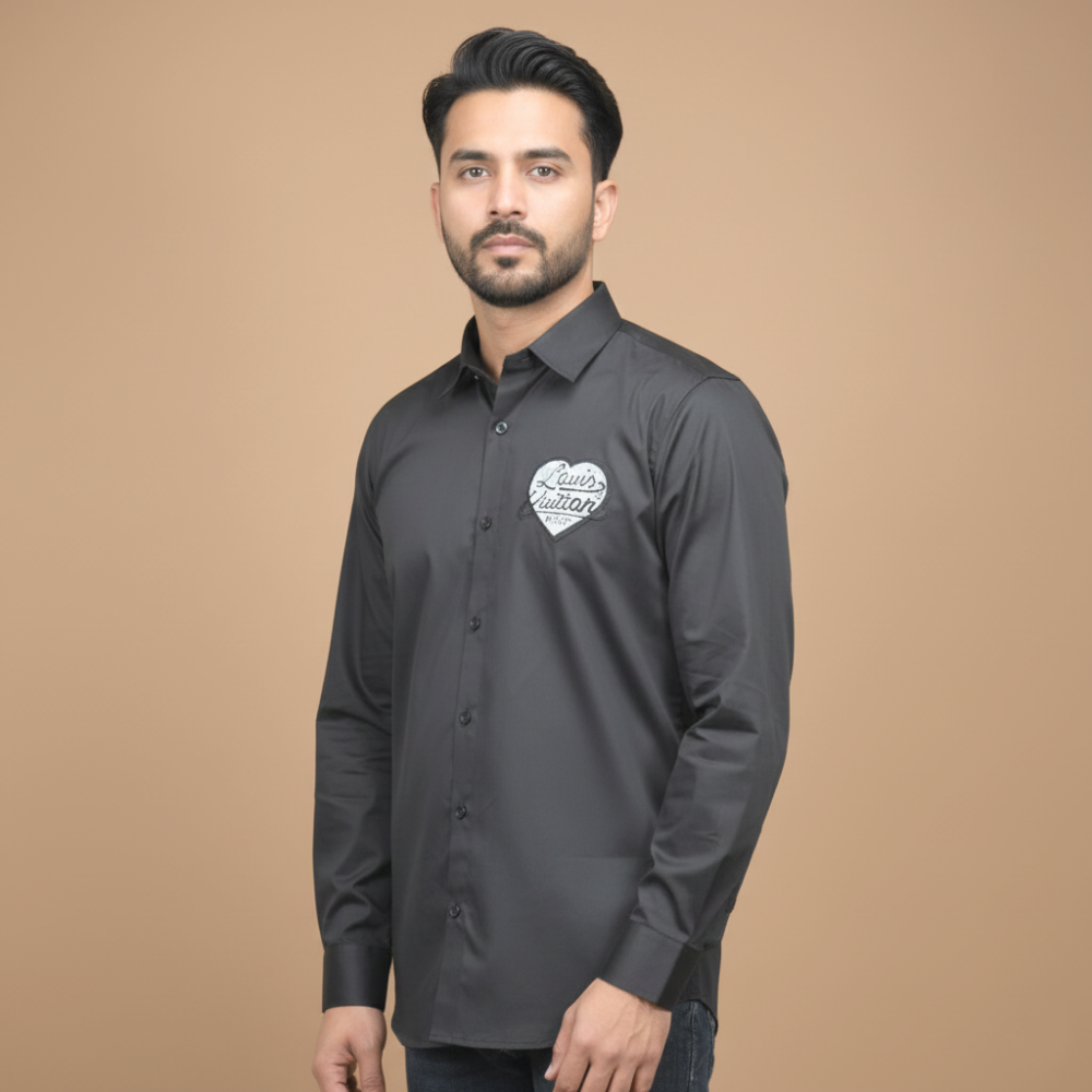 Black Louis Vuitton Heart Print White Premium Shirt