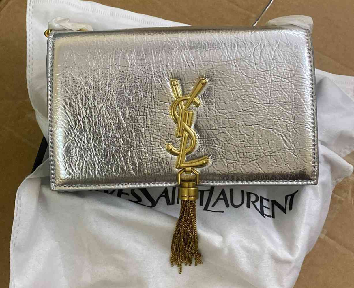 Saint Laurent Silver Kate Metallic Bag-2