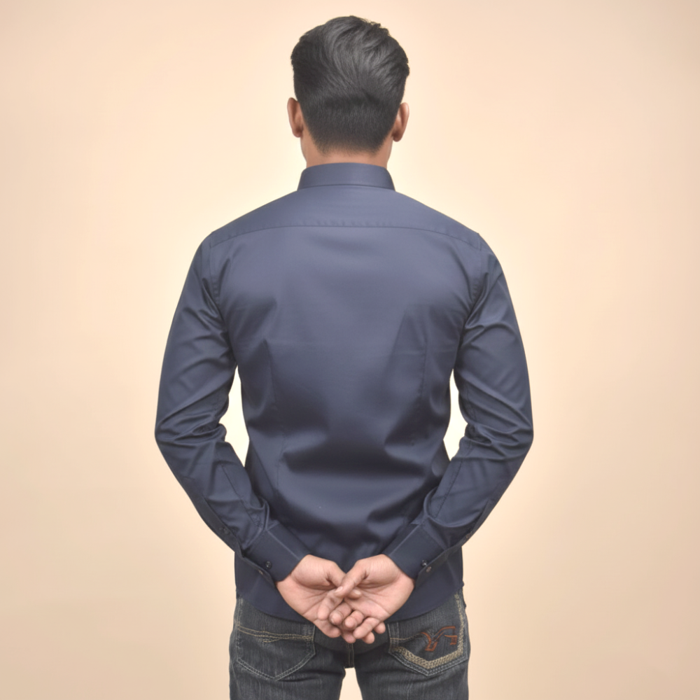 Burberry Navy Blue Premium Quality Shirt-3