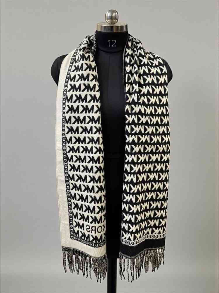 Black Michael Kors Black & Beige Semi Woolen Stole