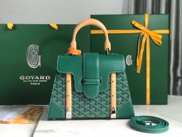 Green Goyard Saigon PM Small Brown Tote Bag