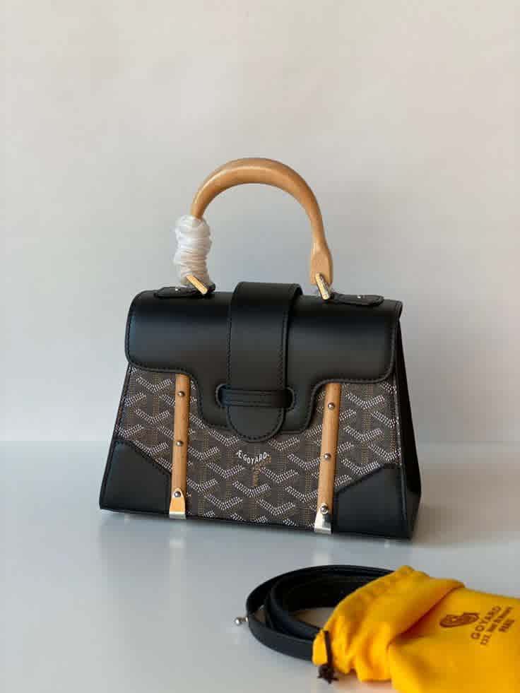 Black Goyard Saigon PM Small Brown Tote Bag