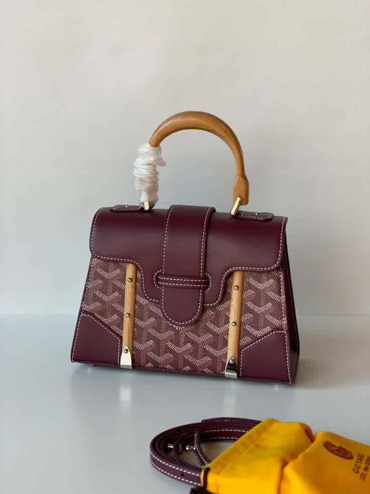 Red Goyard Saigon PM Small Brown Tote Bag