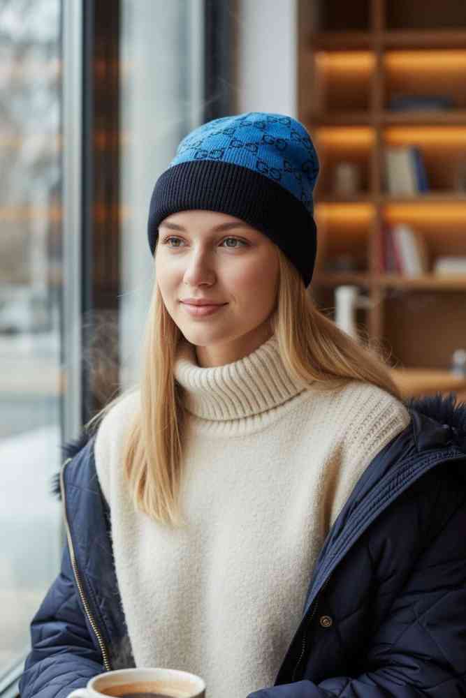 Blue Gucci Monogram Red Premium Edition Cashmere Beanie