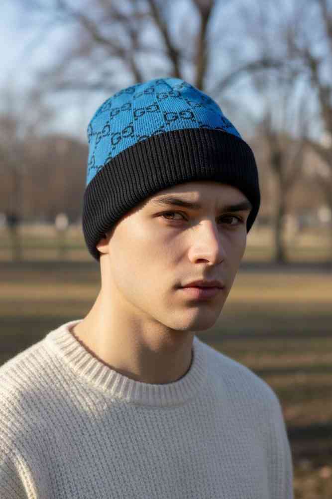 Blue Gucci Monogram Pink Premium Edition Cashmere Beanie