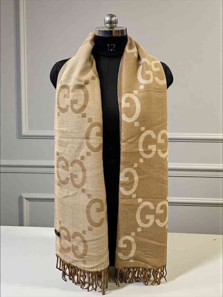 Beige Gucci GG Monogram Warm Brown Woolen Stole