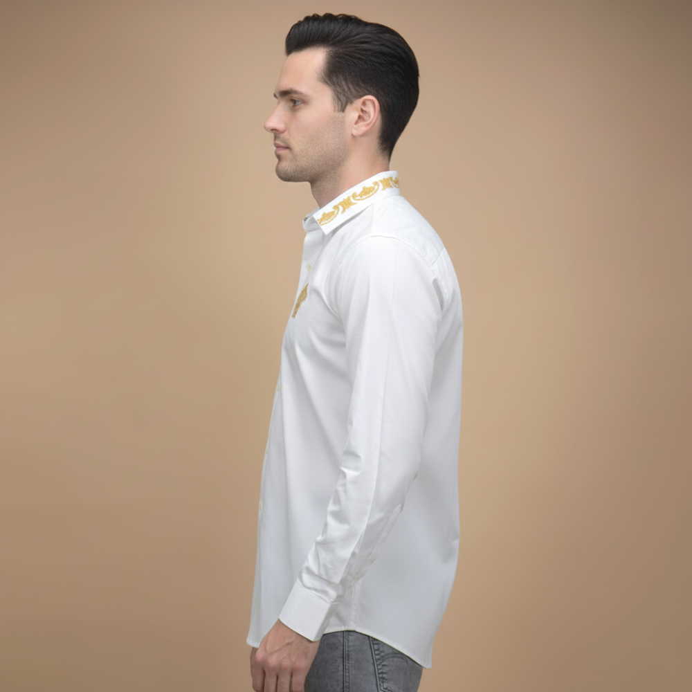 Versace Medusa Embroidered White Cotton Shirt-2