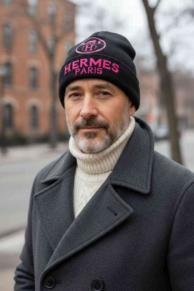 Black Hermes Blue Premium Edition Cashmere Beanie