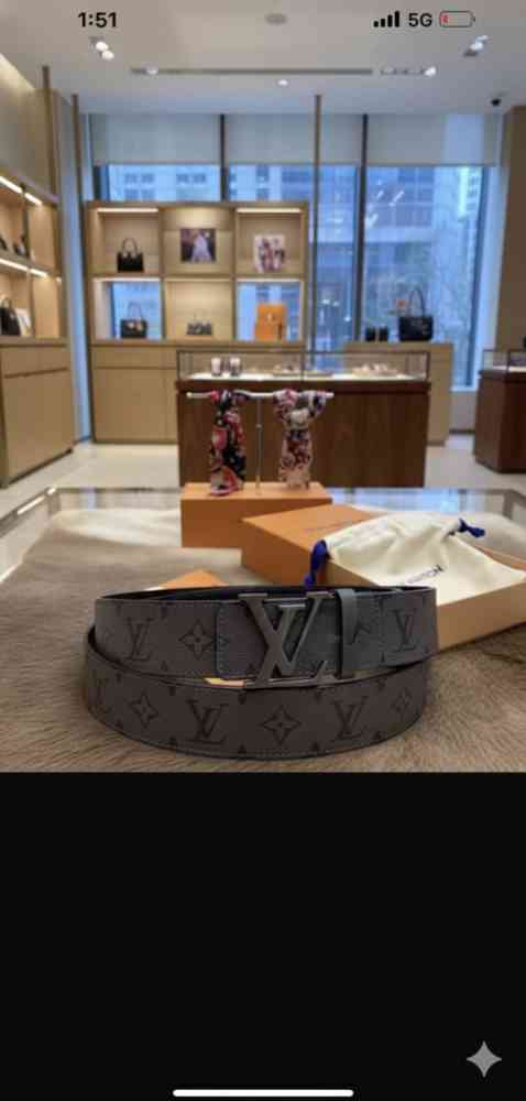 Black Louis Vuitton Silver Premium Quality Belt