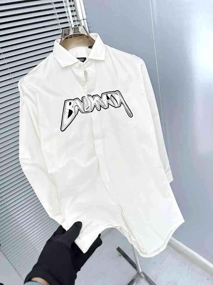 Balmain Embroidered White Premium Cotton Shirt-5