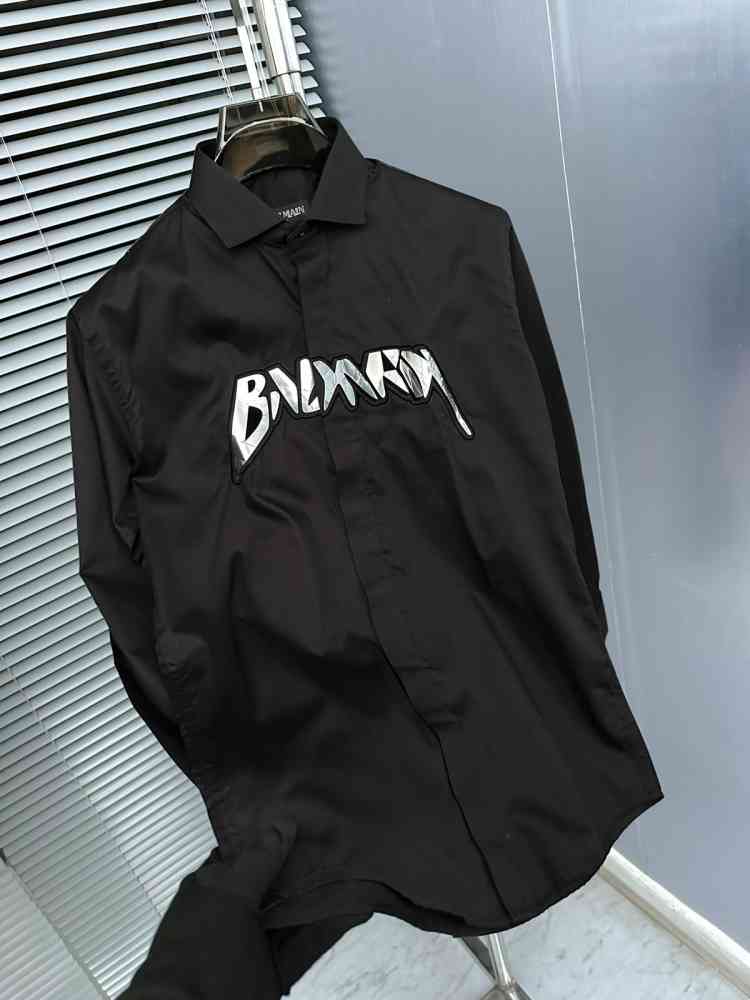 Balmain Embroidered Black Premium Cotton Shirt-2