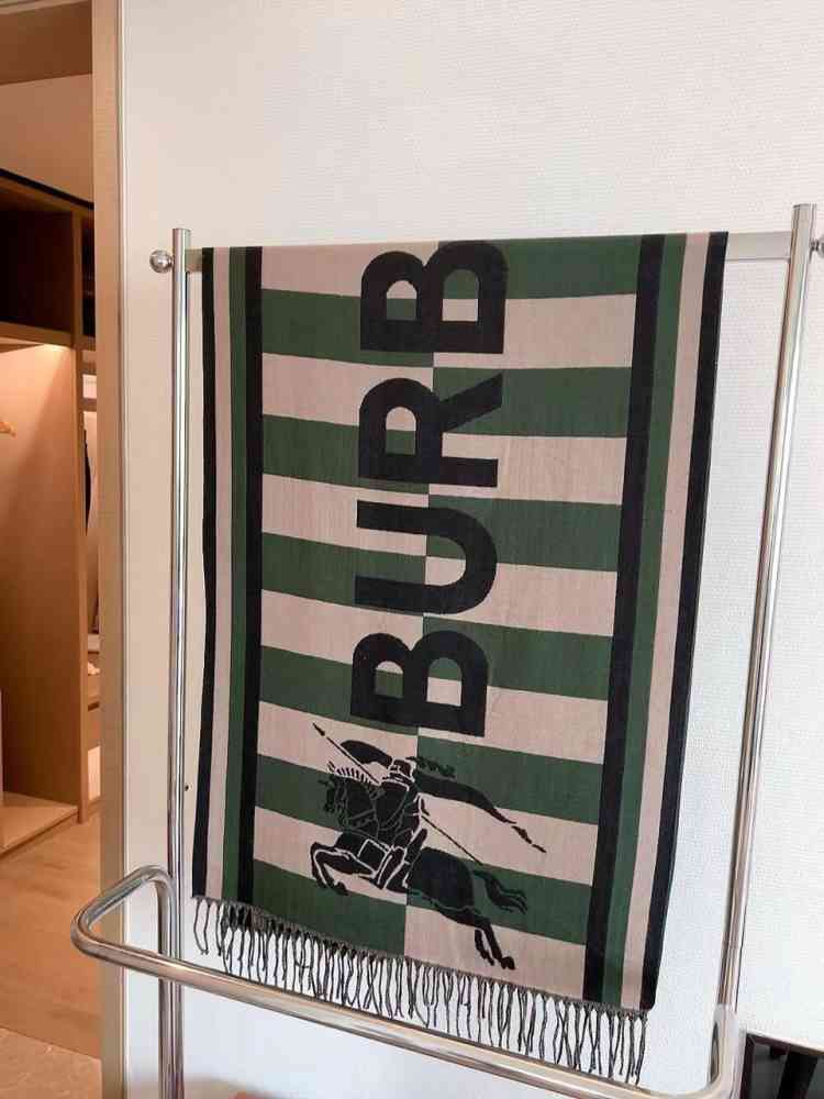 Burberry Check Cashmere Green Stole-2