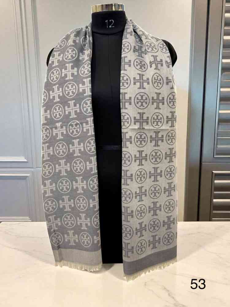 Grey Tory Burch Designer Blue Woollen Stole