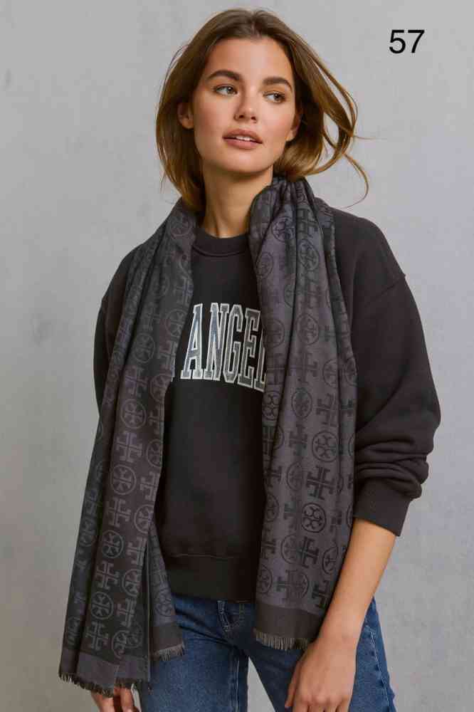 Black Tory Burch Designer Blue Woollen Stole