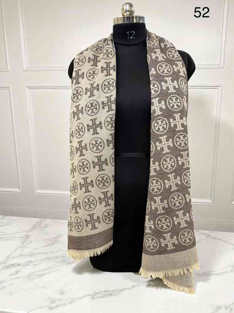 Tory Burch Designer Beige Woollen Stole-thumb-0