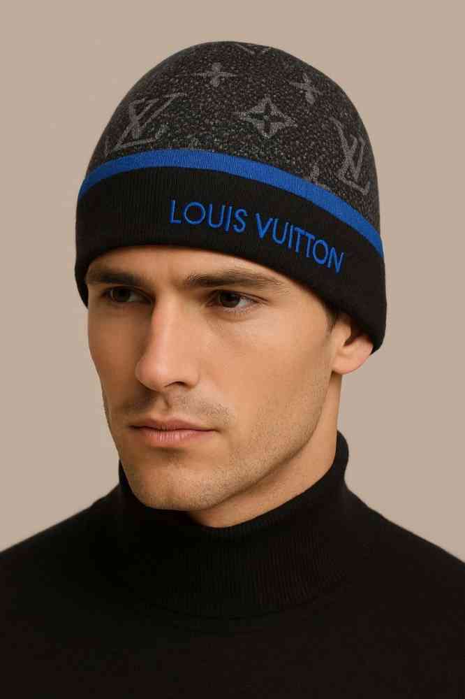 Blue Louis Vuitton Black Premium Edition Cashmere Beanie