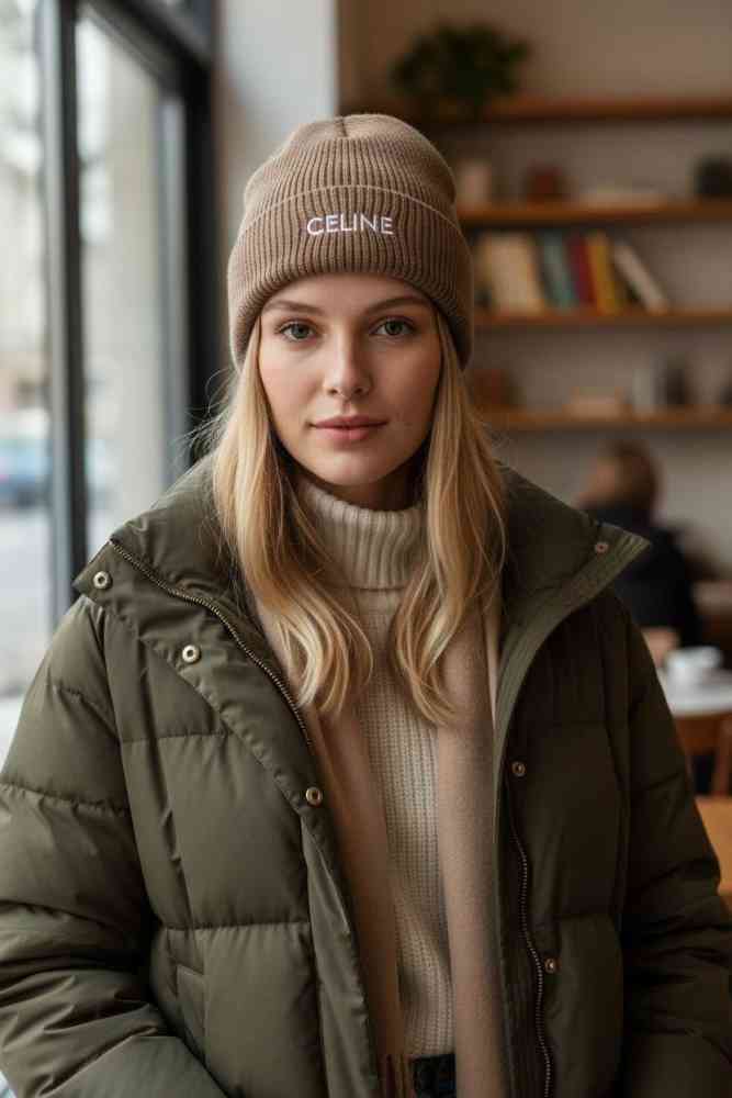 Celine Monogram Brown Premium Edition Cashmere Beanie-thumb-0