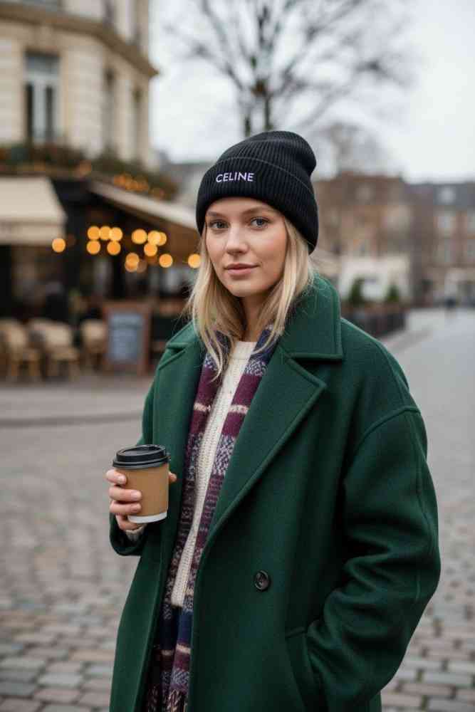 Black Celine Monogram Brown Premium Edition Cashmere Beanie