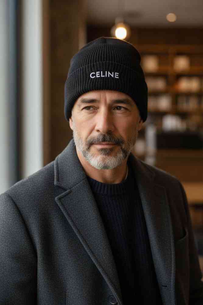 Black Celine Monogram Brown Premium Edition Cashmere Beanie