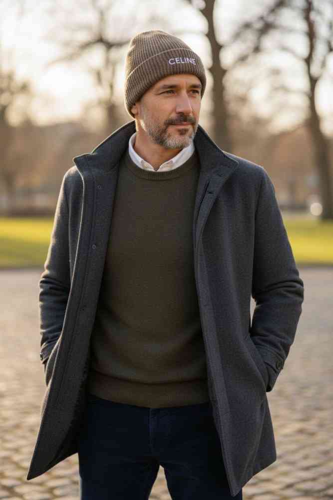 Celine Monogram Brown Premium Edition Cashmere Beanie-thumb-0