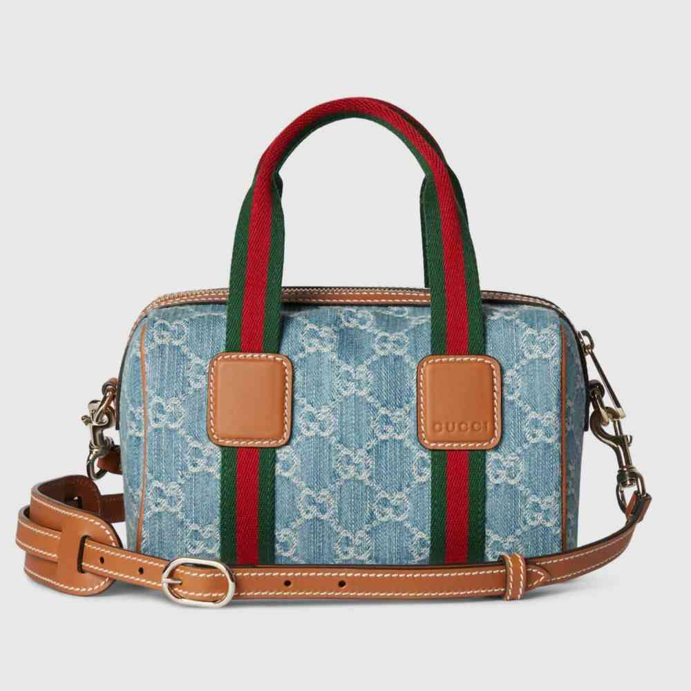 Blue Gucci Mini Speedy Brown Handbag
