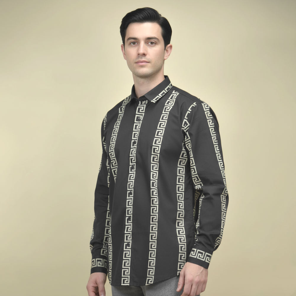 Black Versace White logo Print Premium Shirt