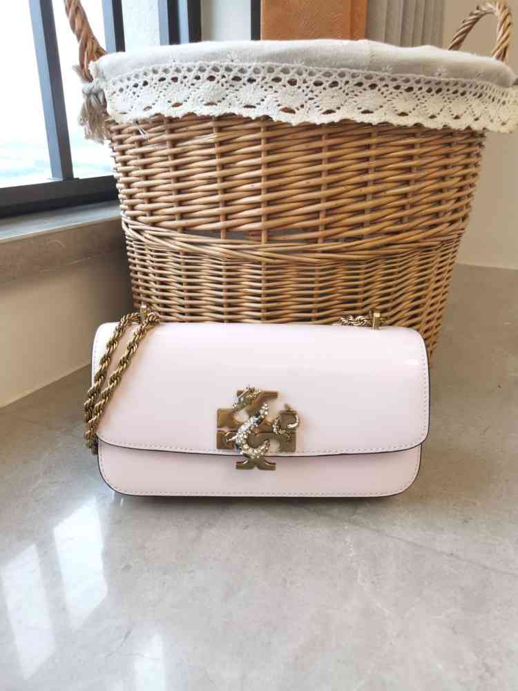 White Tory Burch Britten Eleanor Burgundy Sling Bag