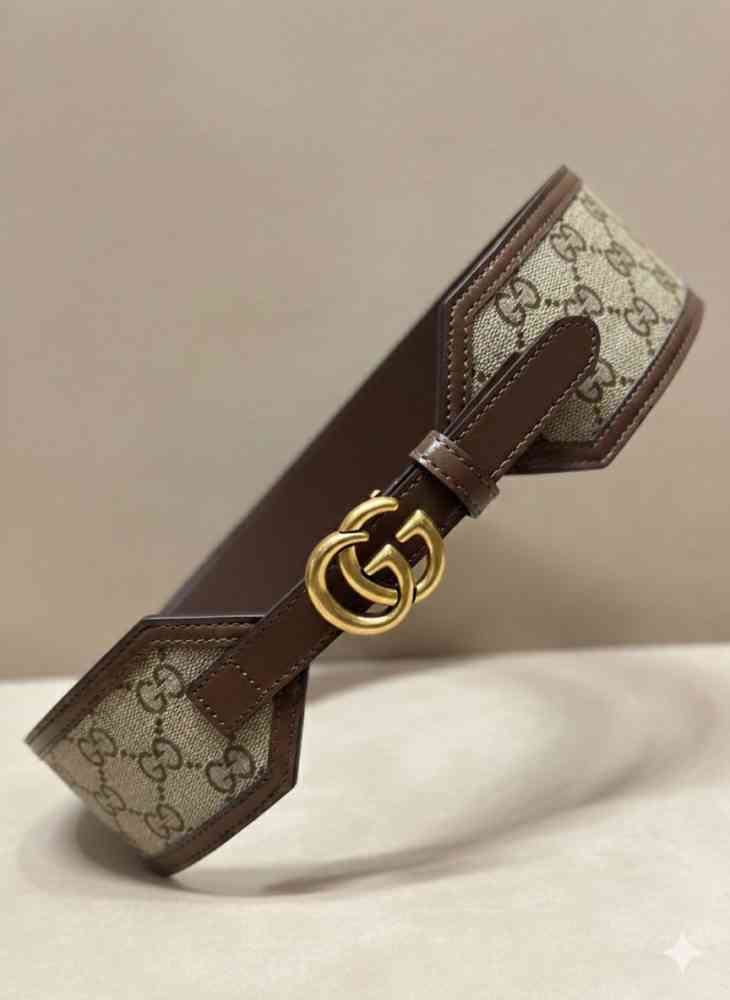 Gucci Brown & Golden Supreme Signature 7CMS Waist Belt-thumb-0