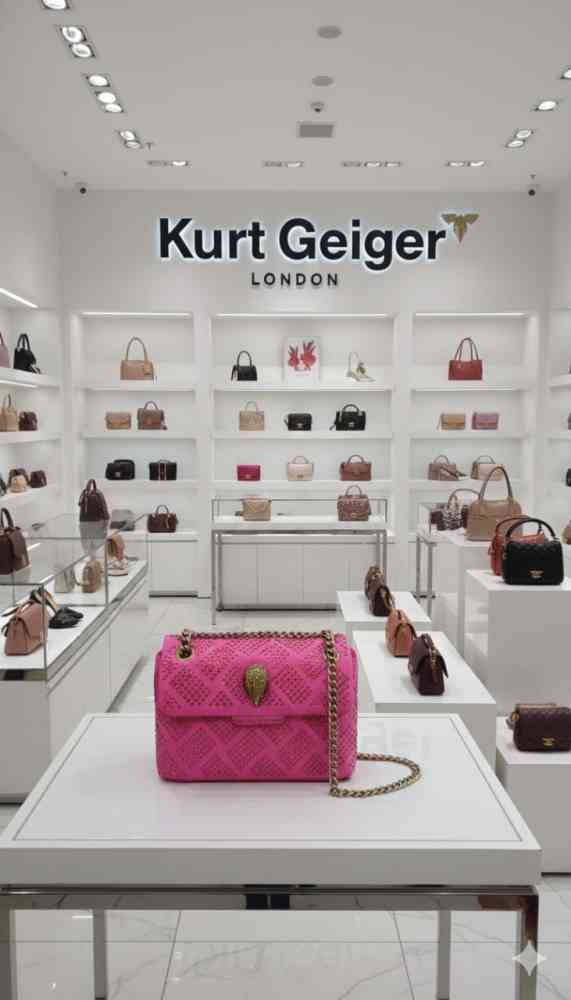 Pink Kurt Geiger Kensington Rainbow Frayed Denim Sling Bag