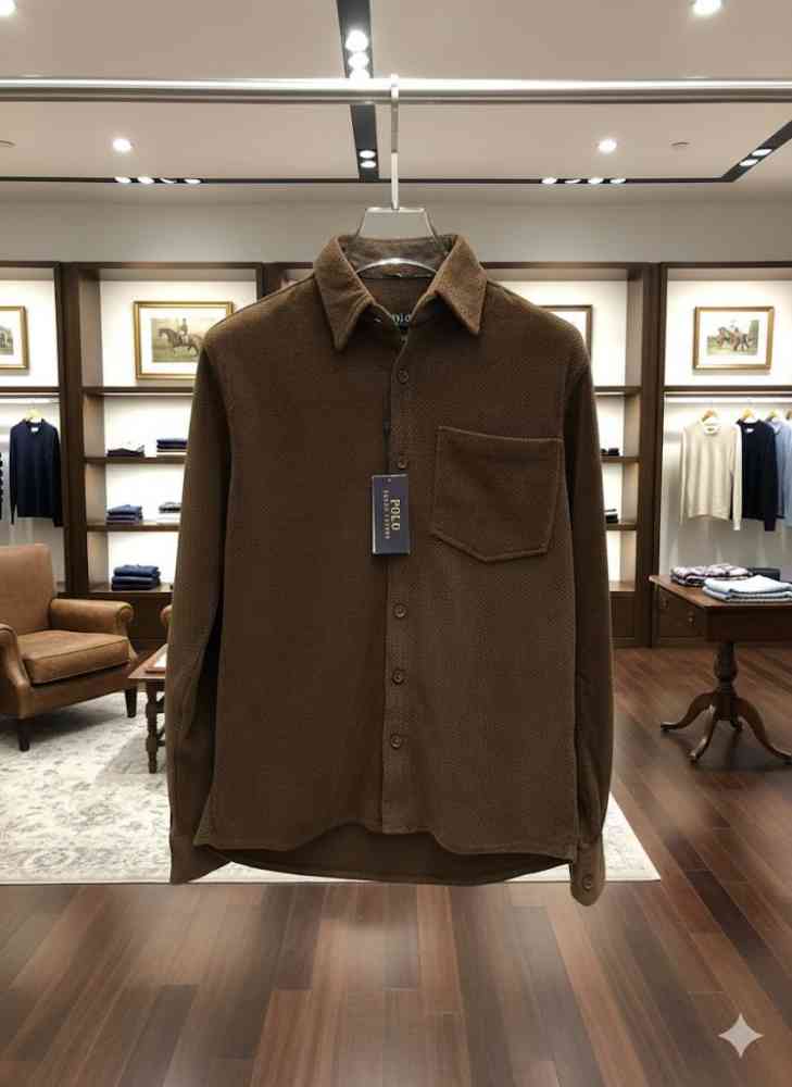 Brown Ralph Lauren Embroidered Black Premium Cotton Shirt
