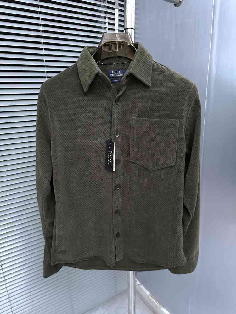 Green Ralph Lauren Embroidered Black Premium Cotton Shirt