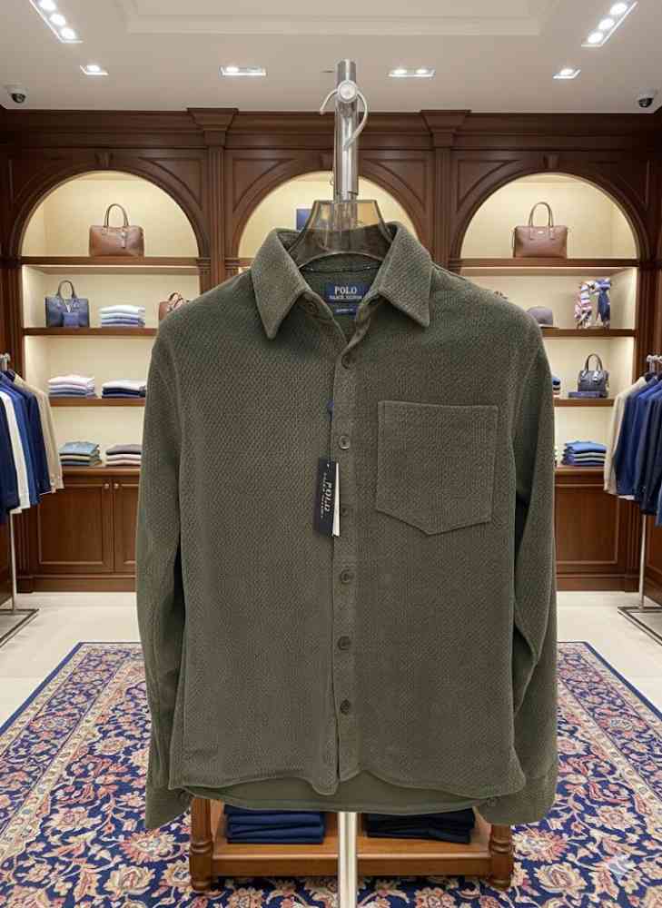 Ralph Lauren Embroidered Green Premium Cotton Shirt-1