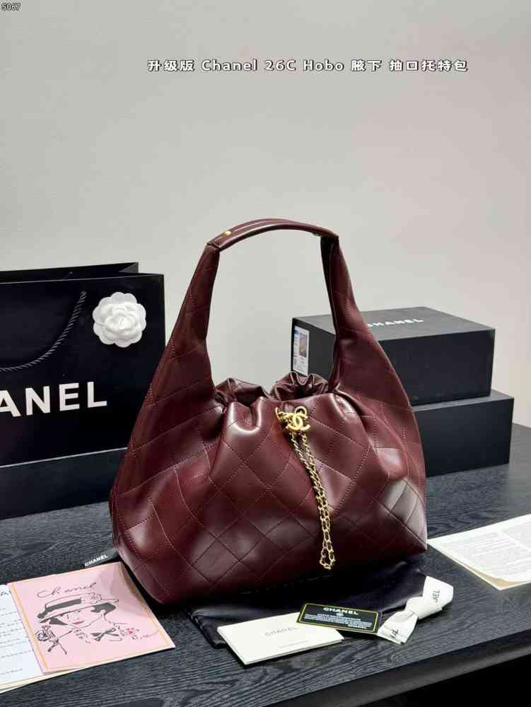 Wine Chanel Maxi Black Iconic 26C Shoulder Bag