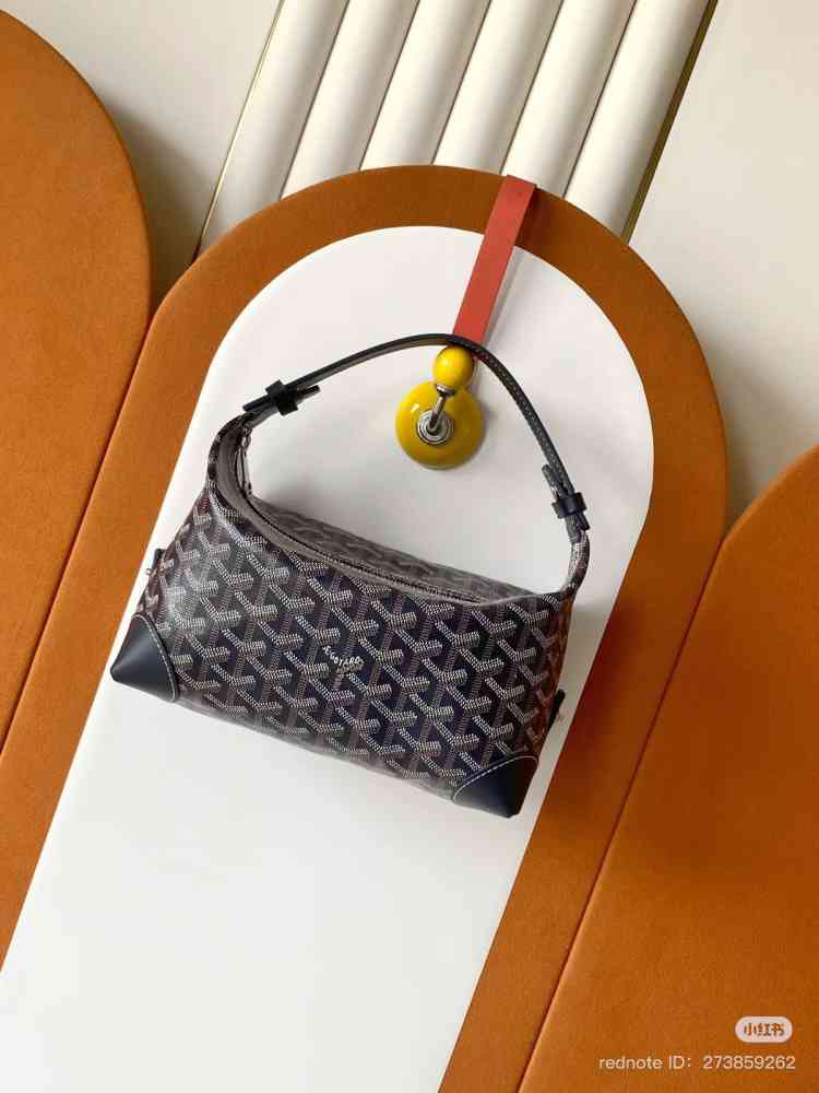 Navy Blue Goyard Bowling PM Green Toiletry Tote Bag