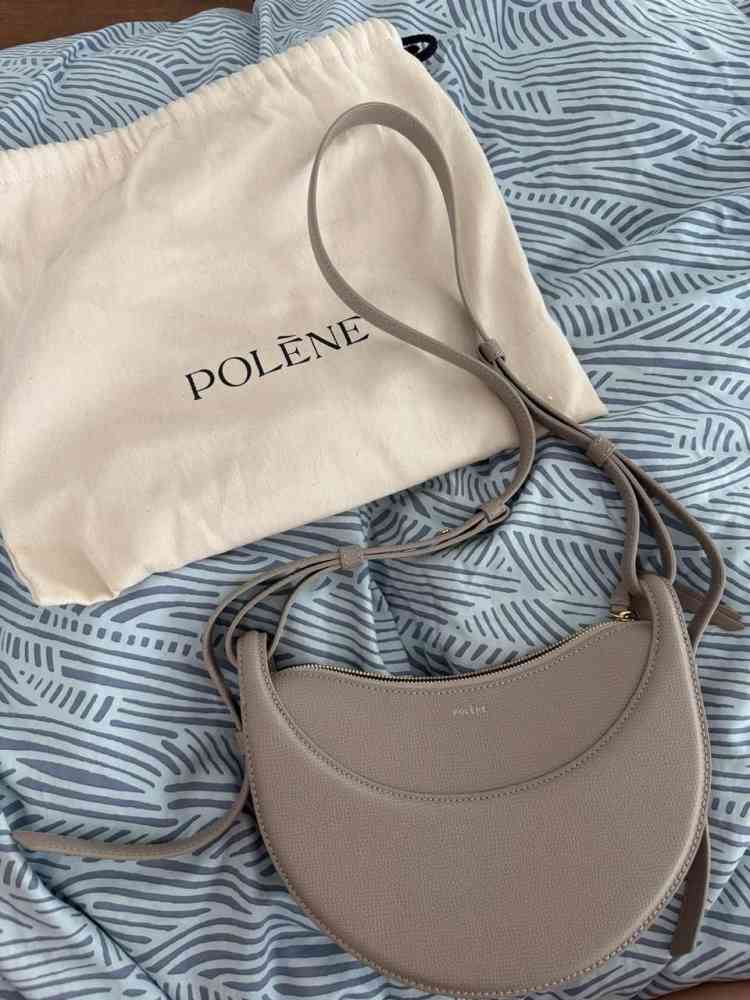 Grey Polene Numero Dix Black Shoulder Bag