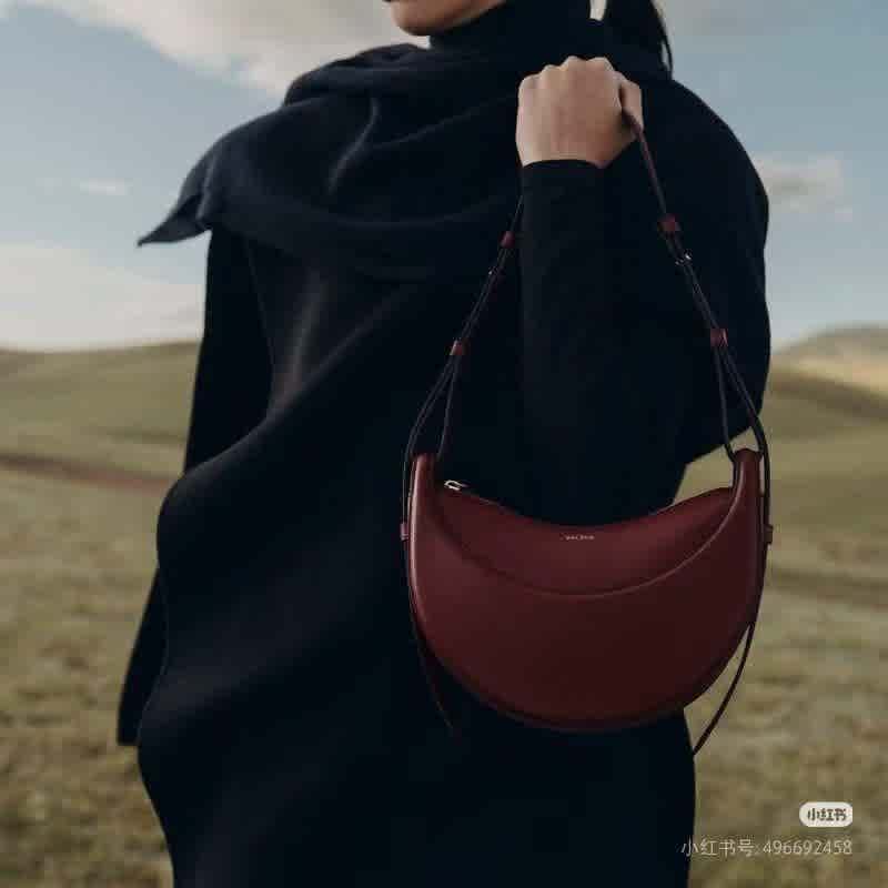 Wine Polene Numero Dix Black Shoulder Bag
