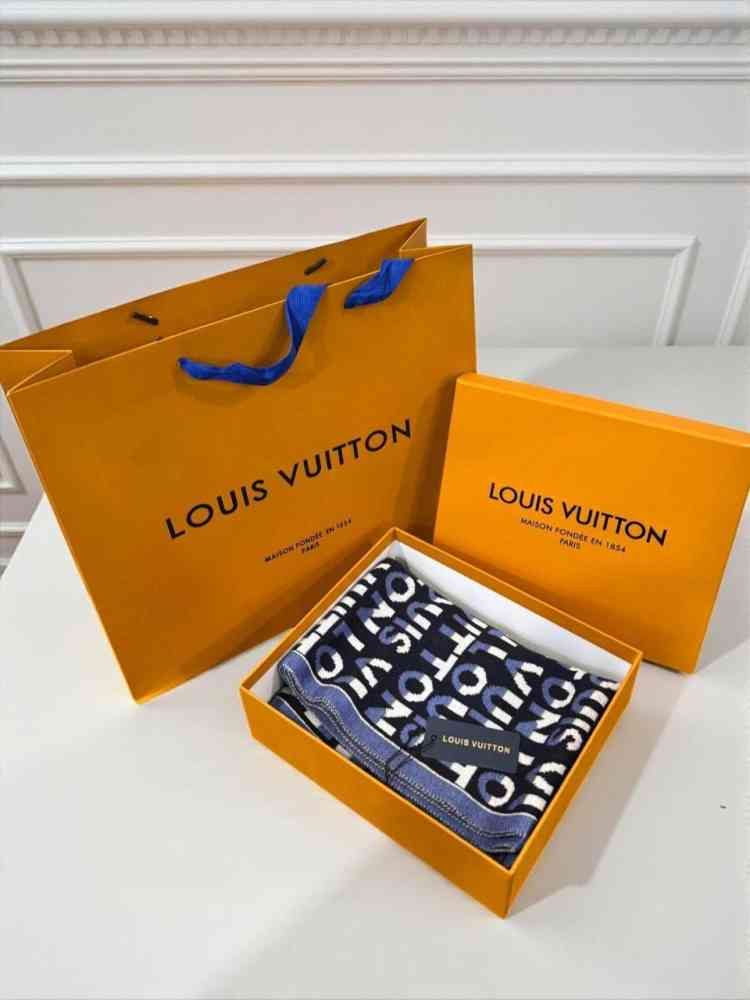 Louis Vuitton Blue All Over Logo Muffler-thumb-3