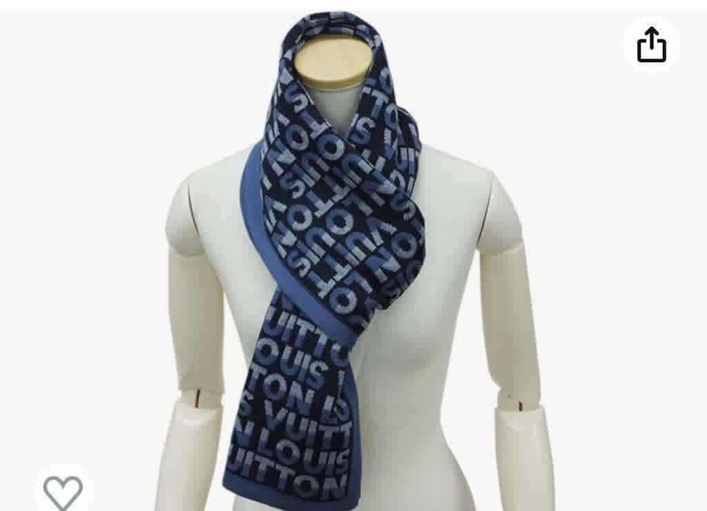 Louis Vuitton Blue All Over Logo Muffler-thumb-2