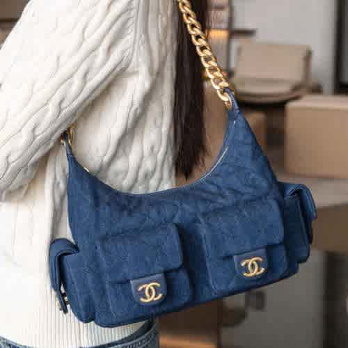 Chanel Blue Cargo Shoulder Bag-thumb-1